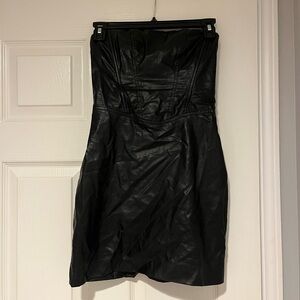 Leather Black Strapless Dress